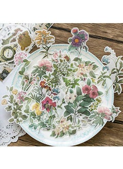 HASTHIP HASTHIP 60 Washi Tape Paper Self-Adhesive Sticker Vintage Plant Bird Sticker Flower Sticker For DIY Scrapbooking Diary Albums Tea Cup Laptop Notebook Decoration (Flower And Bird), 8.6 cms  - Image 3