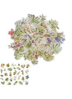 HASTHIP HASTHIP 60 Washi Tape Paper Self-Adhesive Sticker Vintage Plant Bird Sticker Flower Sticker For DIY Scrapbooking Diary Albums Tea Cup Laptop Notebook Decoration (Flower And Bird), 8.6 cms  - Image 1