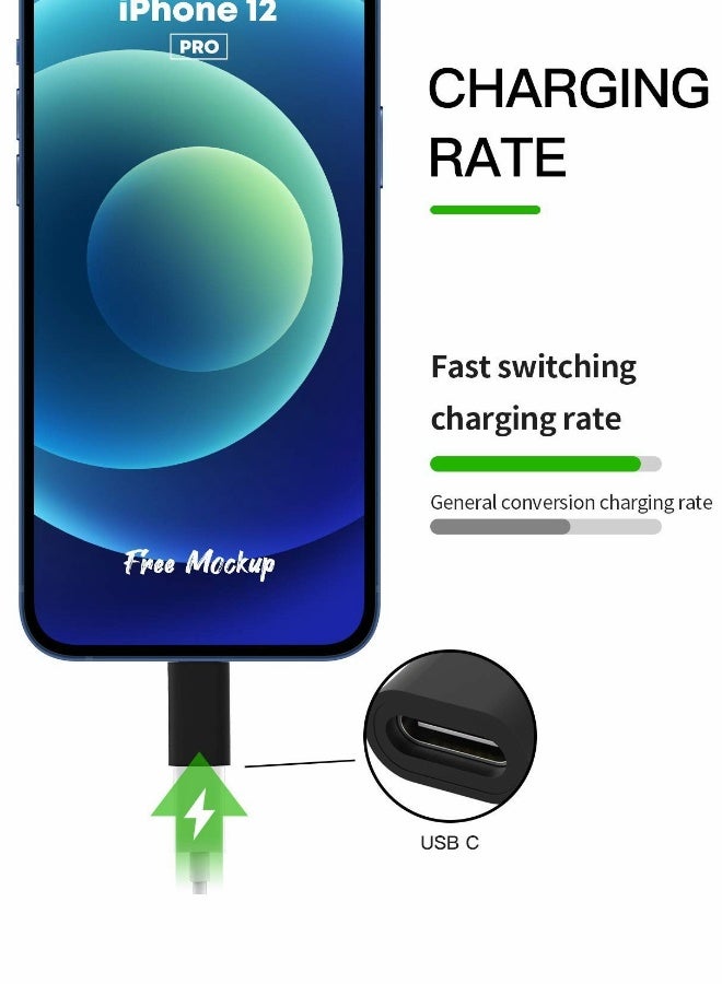 محول USB-C أنثوي إلى Lightning ذكري، محول شحن سريع PD لهاتف آيفون، 3 قطع