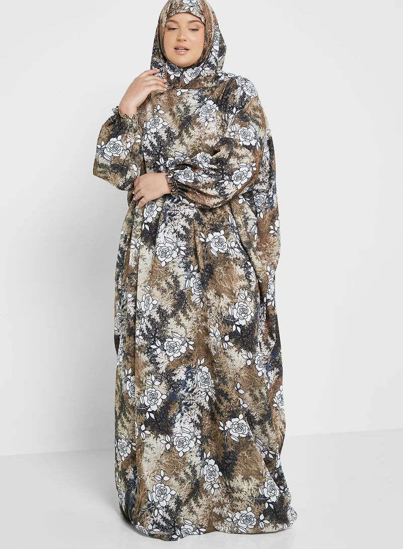 Hayas Closet Curve Floral Print Prayer Dress