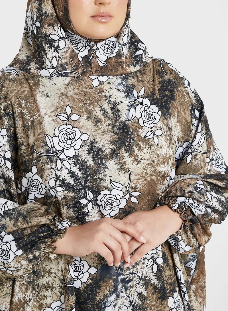 Hayas Closet Curve Floral Print Prayer Dress