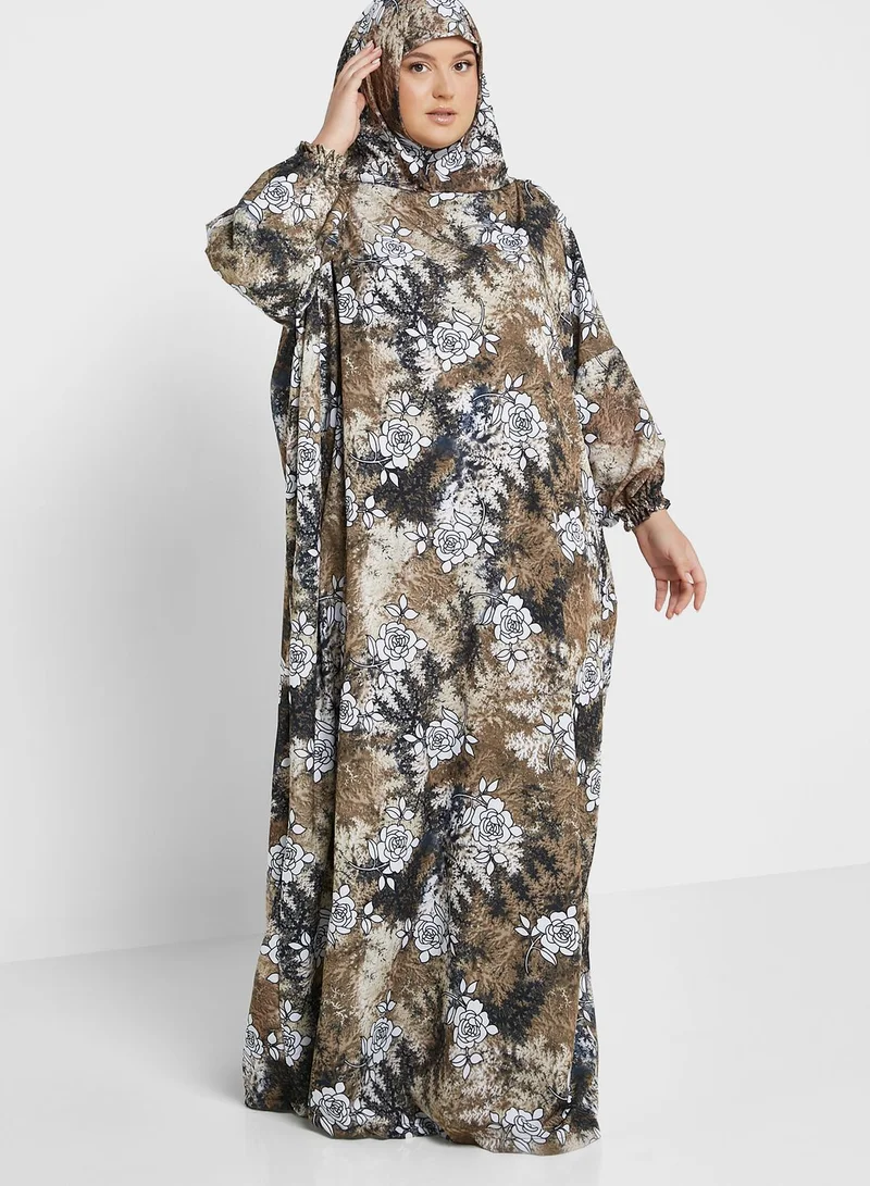 Hayas Closet Curve Floral Print Prayer Dress