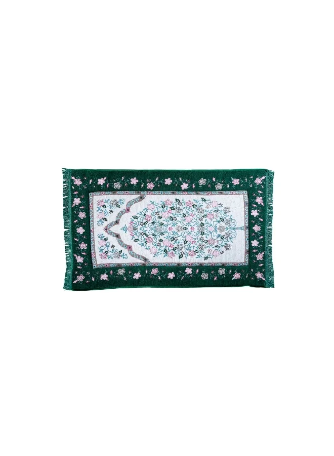 Celia Memory Foam Anti-Slip Backing Rectangular Floral Prayer Mat Green And White 9.72 X 43.4 X 70.6 Cm Ht-01Gr