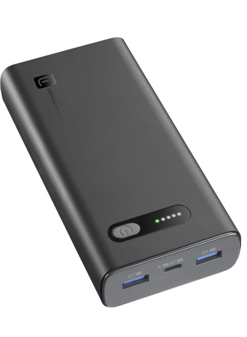 سيلولار لاين بنك الطاقة CELLULARLINE بسعة عالية - سعة بطارية 20000 مللي أمبير تسمح بشحن أجهزة متعددة - Image 1