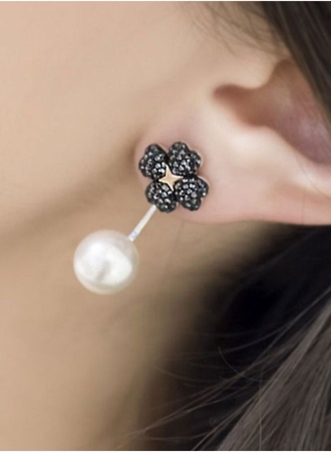 RedMapleTEK Women's New Four-Leaf Clover Pearl Earrings - Image 5