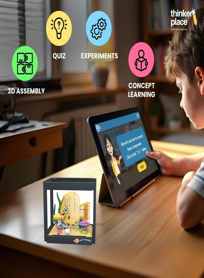 ThinkerPlace مجموعة بناء حوض أسماك المحيط الأحلام 8 في 1 من ثينكر بليس (91 قطعة) | تعرّف على الحياة البحرية | مجموعة مكعبات بناء للأطفال من عمر 6 سنوات فما فوق | لعبة تعليمية STEM | ابنِ، اجمع، وأنشئ حوض أسماك كبير - Image 4