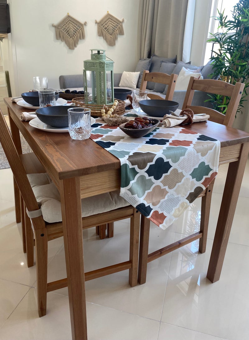 كامكو مفرش طاولة رمضان من كاشكو - 38 × 180 سم بنمط إسلامي مغربي الجمل بيج لطاولة الطعام وديكورات رمضان للمنزل - غطاء طاولة رمضان فائق النعومة والجميل - Image 3