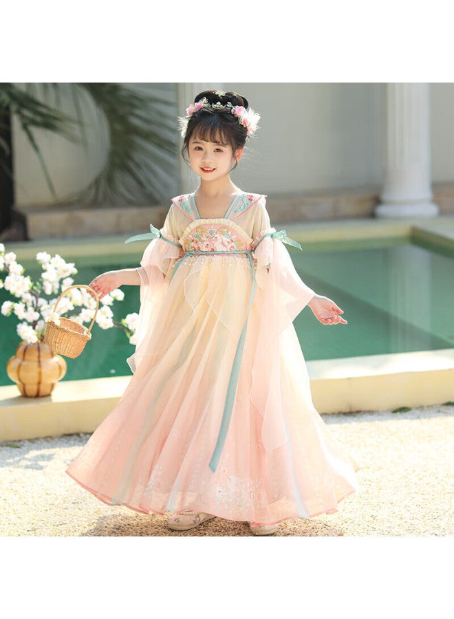 Anneyol Anni You'er Girls' Hanfu Spring And Summer Dress, Chinese-style Dress, Fairy-like Ru Skirt, Ancient-style Girls' Princess Dress, Pink, Size 160 - Image 1