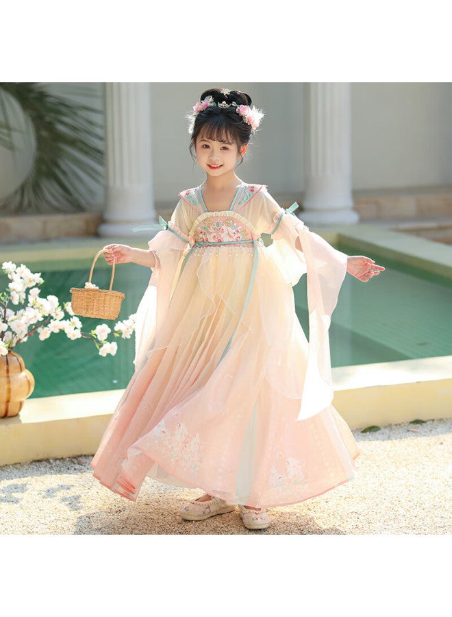 Anneyol Anni You'er Girls' Hanfu Spring And Summer Dress, Chinese-style Dress, Fairy-like Ru Skirt, Ancient-style Girls' Princess Dress, Pink, Size 160 - Image 2