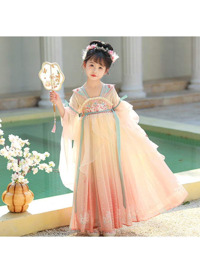 Anneyol Anni You'er Girls' Hanfu Spring And Summer Dress, Chinese-style Dress, Fairy-like Ru Skirt, Ancient-style Girls' Princess Dress, Pink, Size 160 - Image 4