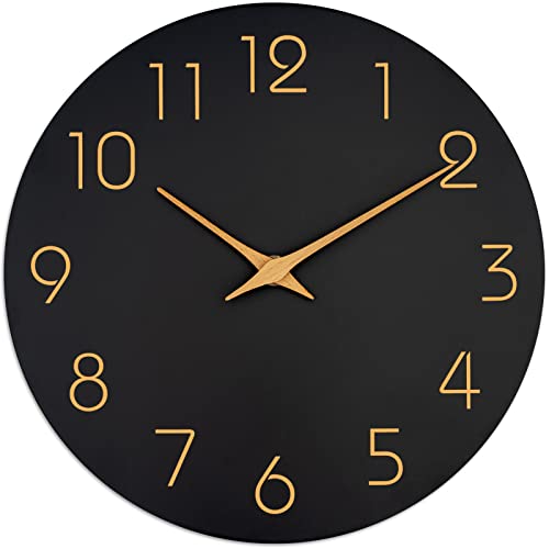Mosewa Large Wall Clock 16 Inch Black Battery Operated Silent Non Ticking Simple Minimalist Rose Gold Numbers Clock Decorative for Bedroom Living Room Kitchen Home Office - Image 1