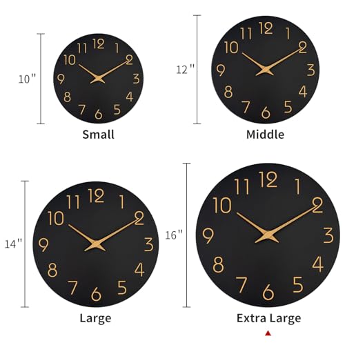 Mosewa Large Wall Clock 16 Inch Black Battery Operated Silent Non Ticking Simple Minimalist Rose Gold Numbers Clock Decorative for Bedroom Living Room Kitchen Home Office - Image 3