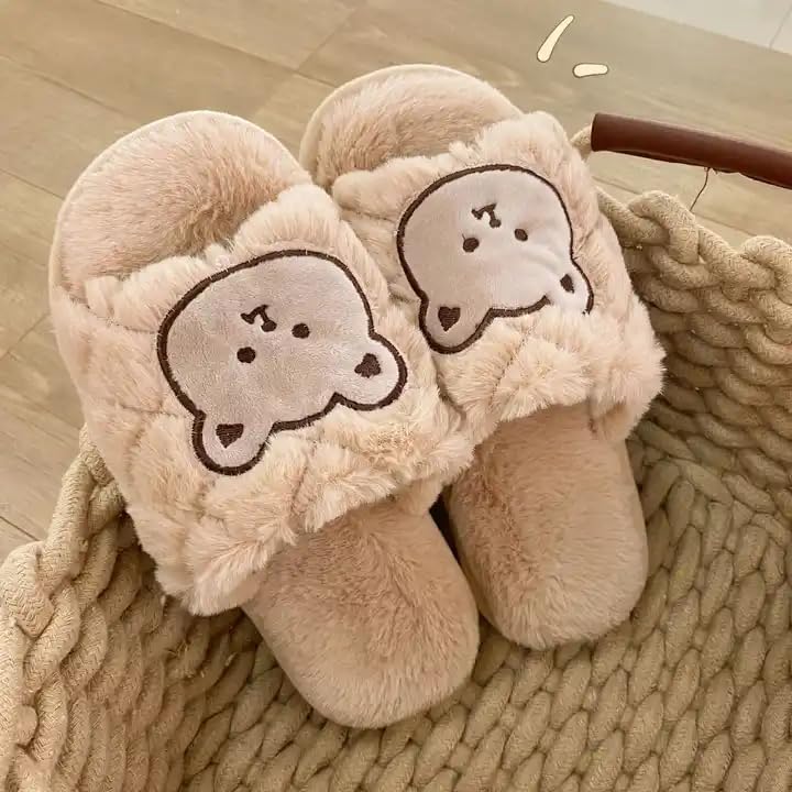 SILENCIO Warm Slipper for Women's Fur Flip Flops Winter Fashion Slipper for House & Bedroom Slides Home Indoor Outdoor Sandals (Skin, 7) - Image 4