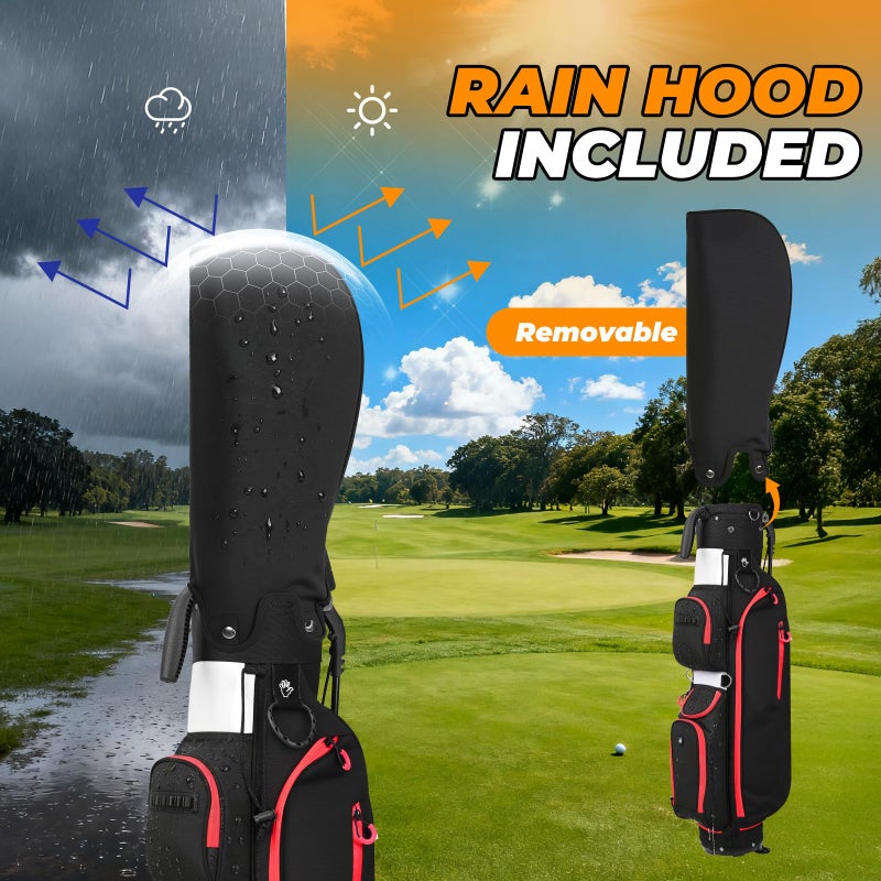 Sturdum Golf Stand Bag, Lightweight Par 3 Golf Bag with 3 Way Dividers Fits Up to 8 Clubs, 3.7lbs Compact Yet Spacious Pitch N Putt for Driving Range, Cooler Pockets, Black - Image 5