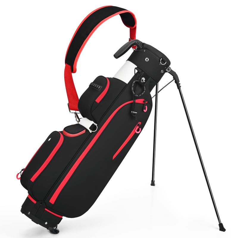 Sturdum Golf Stand Bag, Lightweight Par 3 Golf Bag with 3 Way Dividers Fits Up to 8 Clubs, 3.7lbs Compact Yet Spacious Pitch N Putt for Driving Range, Cooler Pockets, Black - Image 1