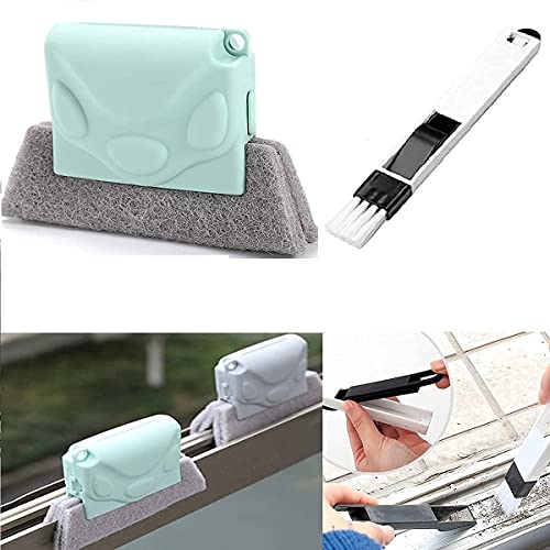ARUZEN Combo of Window Groove Frame Cleaning Brush and Dust Cleaning Brush for Window Slot Keyboard with Mini Dustpan, Door Track Cleaning Brushes, Dust Cleaner Tool for All Corners Edges and Gaps - Image 1