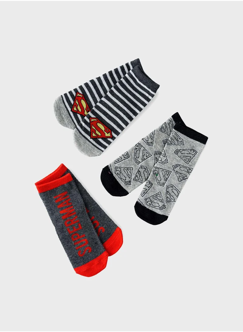 Warner Bros Kids 3 Pack Superman Crew Socks