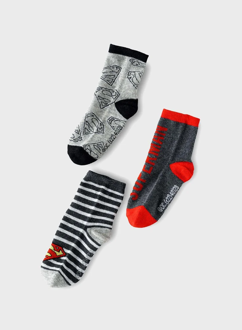 Warner Bros Kids 3 Pack Superman Crew Socks