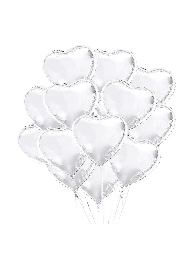 سيمبل بوليمر 20 قطعة بالونات قلب مقاس 18 بوصة، بالونات فويل، بالونات مايلر لتزيين الحفلات، مستلزمات الحفلات، 20 قطعة (فضي) - Image 1