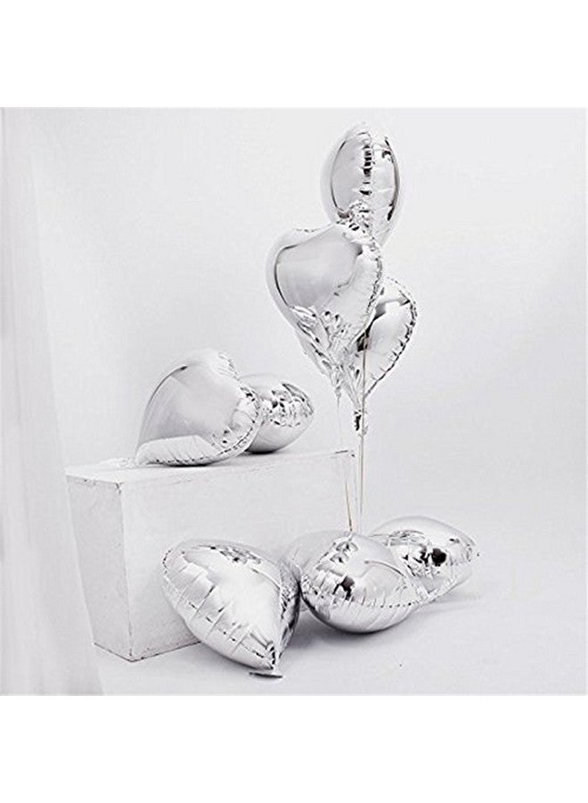 سيمبل بوليمر 20 قطعة بالونات قلب مقاس 18 بوصة، بالونات فويل، بالونات مايلر لتزيين الحفلات، مستلزمات الحفلات، 20 قطعة (فضي) - Image 2