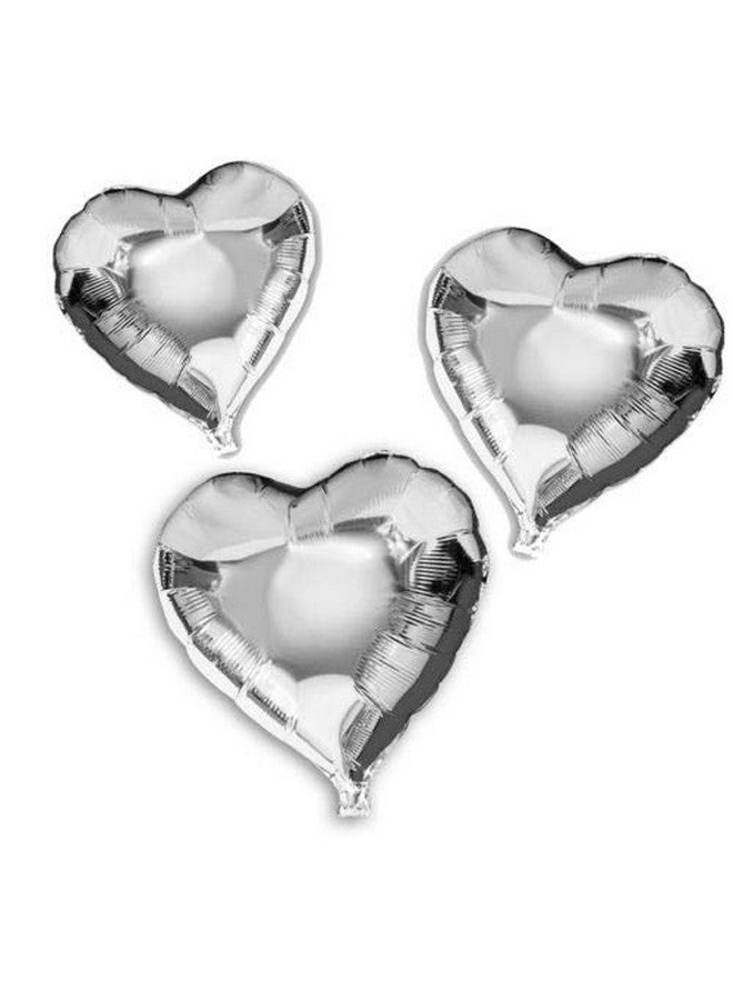 سيمبل بوليمر 20 قطعة بالونات قلب مقاس 18 بوصة، بالونات فويل، بالونات مايلر لتزيين الحفلات، مستلزمات الحفلات، 20 قطعة (فضي) - Image 3
