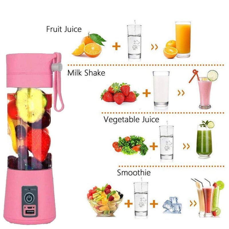 Wagmine Portable Electric USB Juice Maker Juicer Bottle Blender Grinder Mixer4 Blades Rechargeable Bottle with Multi color - Image 3