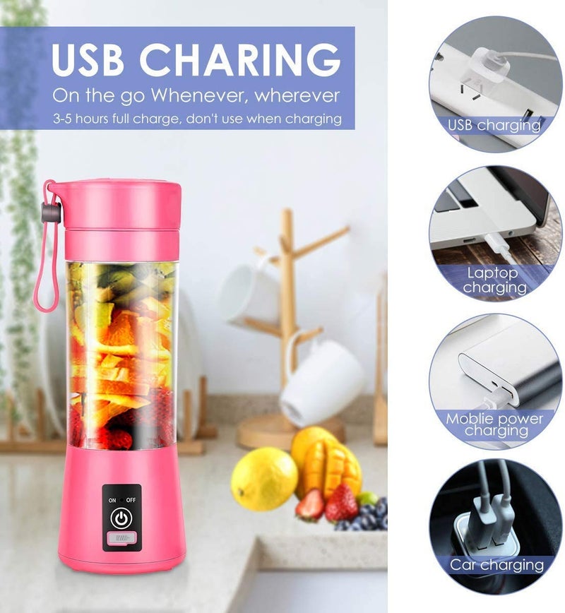 Wagmine Portable Electric USB Juice Maker Juicer Bottle Blender Grinder Mixer4 Blades Rechargeable Bottle with Multi color - Image 4