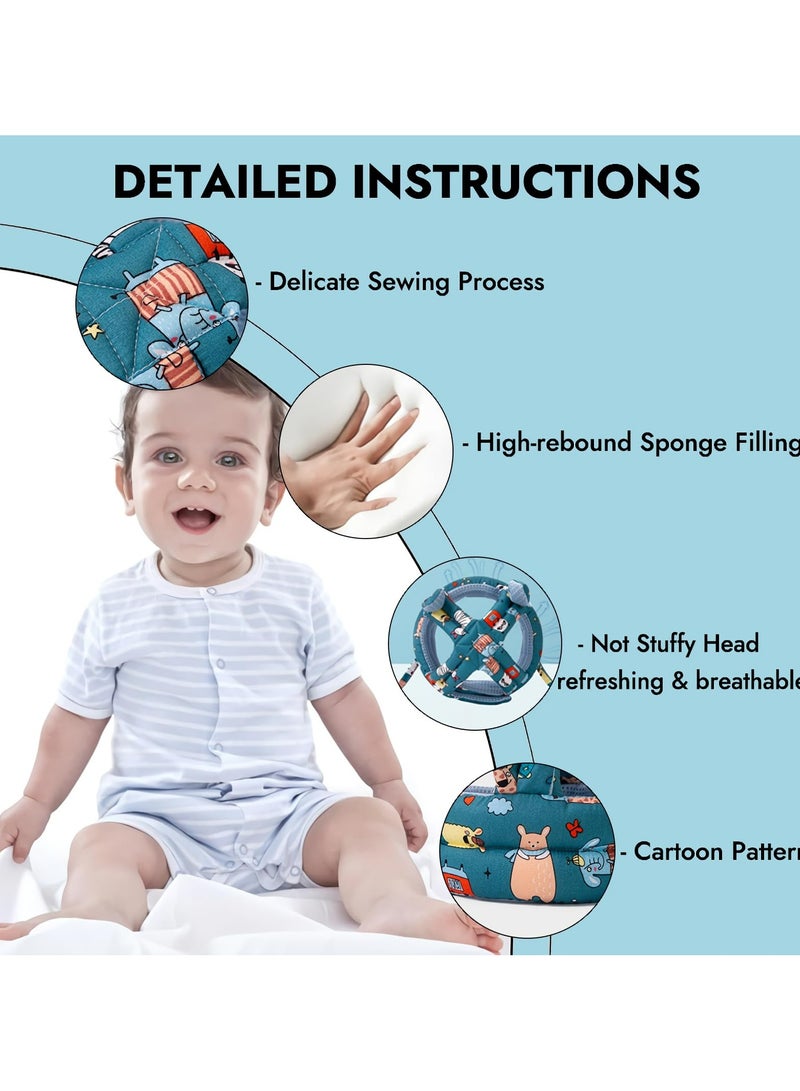 دوميني واقي رأس الطفل وزوجان من وسادات الركبة للأطفال للزحف، خوذة الطفل وواقي الذقن، خوذة أمان للرضع، وسادة رأس مضادة للصدمات والسقوط، وسادات ركبة صيفية قابلة للتنفس للأطفال الزحف، وسادات ركبة قابلة للتعديل مضادة للانزلاق، واقيات ركبة ناعمة ومرنة للغاية للأطفال الرضع والفتيات والفتيان أثناء الزحف والمشي واللعب. - Image 4