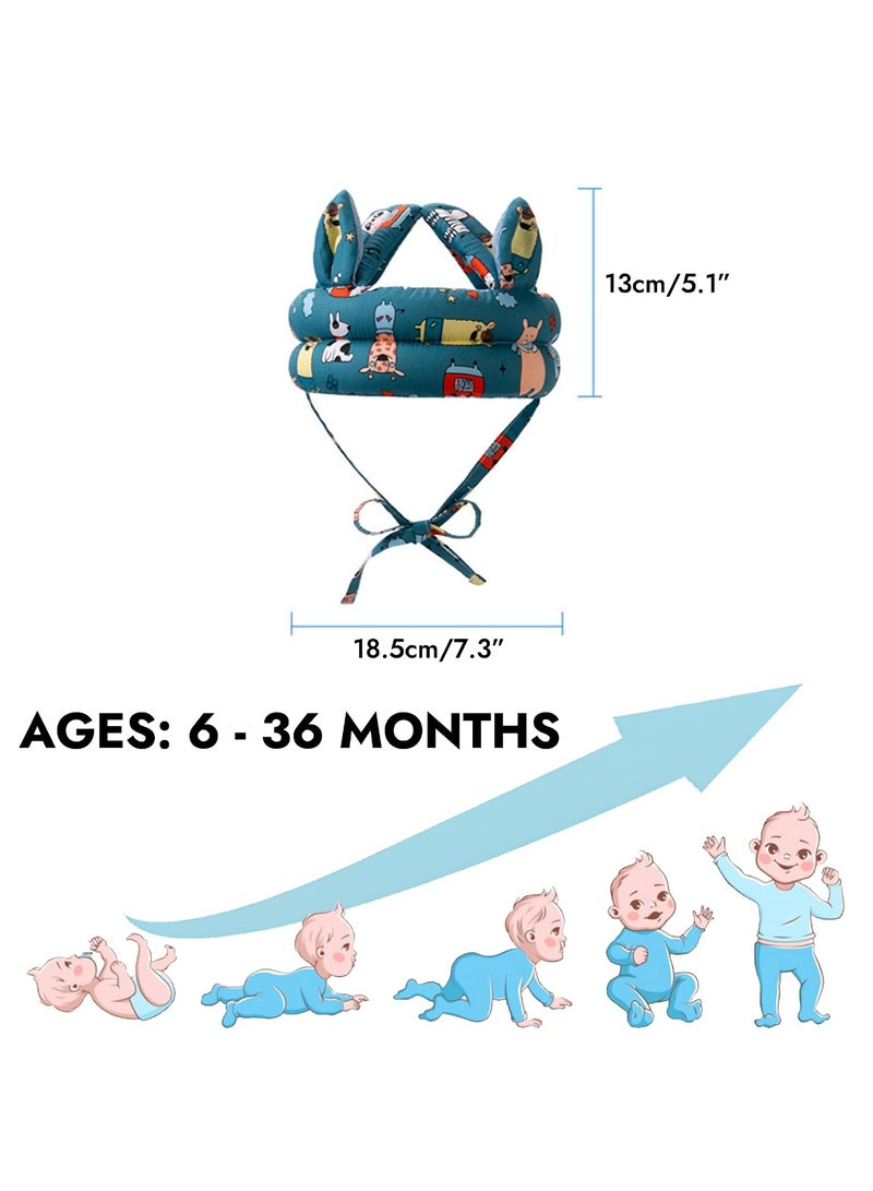 دوميني واقي رأس الطفل وزوجان من وسادات الركبة للأطفال للزحف، خوذة الطفل وواقي الذقن، خوذة أمان للرضع، وسادة رأس مضادة للصدمات والسقوط، وسادات ركبة صيفية قابلة للتنفس للأطفال الزحف، وسادات ركبة قابلة للتعديل مضادة للانزلاق، واقيات ركبة ناعمة ومرنة للغاية للأطفال الرضع والفتيات والفتيان أثناء الزحف والمشي واللعب. - Image 5