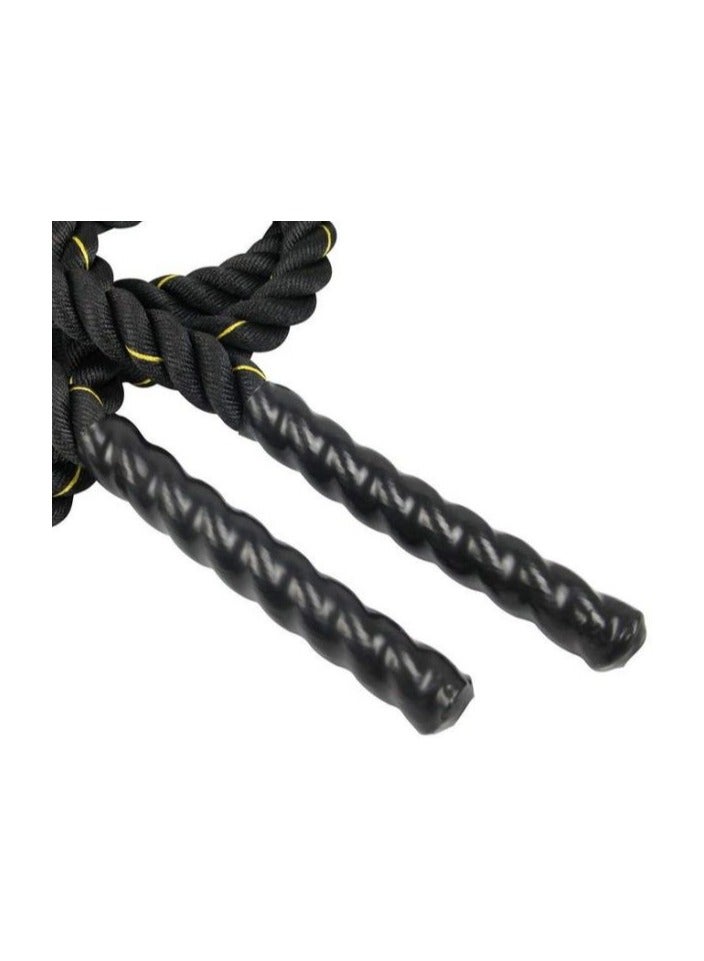 Strength & Core Training Battle Rope, 9 M × 3.8 CM – Black & Yellow - Image 2