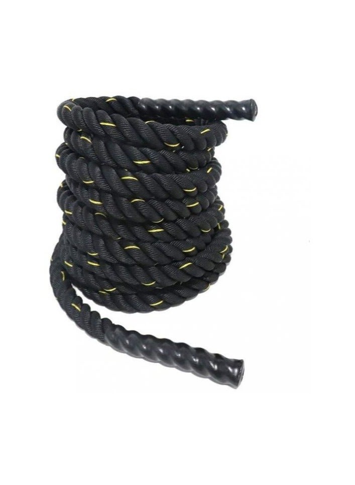 Strength & Core Training Battle Rope, 9 M × 3.8 CM – Black & Yellow - Image 3