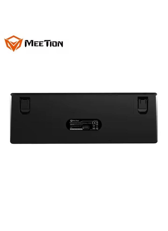 ميشين لوحة مفاتيح ألعاب Meetion MK005BT 60% لاسلكية مزودة بـ 12 مفتاح اختصار للوسائط المتعددة وبلوتوث مع عمود ثابت ميكانيكي حقيقي وإضاءة خلفية LED ولوحة مفاتيح ميكانيكية قابلة للتعديل ومقاومة للظلال لنظامي التشغيل Windows وMac باللون الأسود  - Image 5