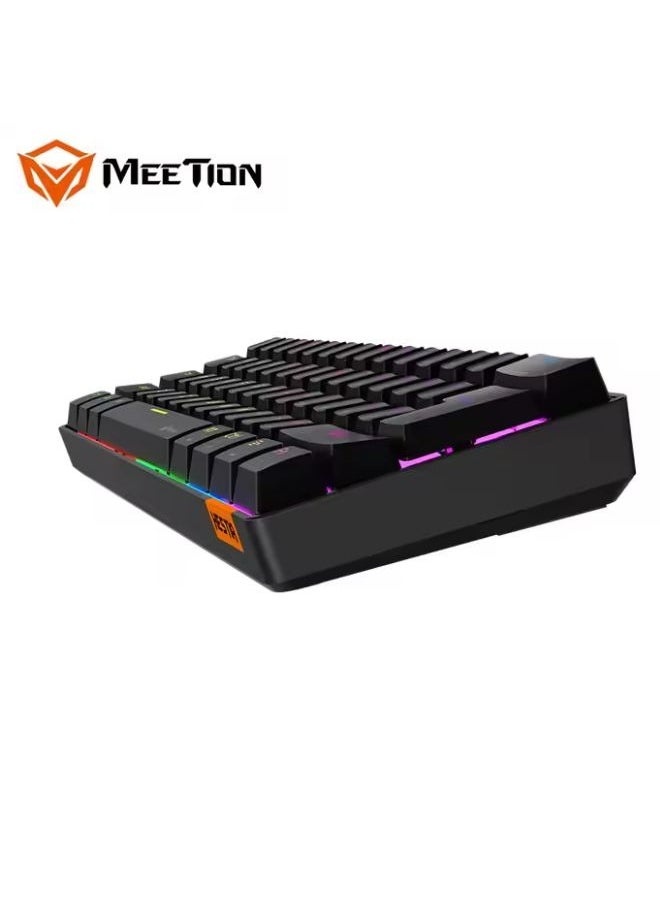 ميشين لوحة مفاتيح ألعاب Meetion MK005BT 60% لاسلكية مزودة بـ 12 مفتاح اختصار للوسائط المتعددة وبلوتوث مع عمود ثابت ميكانيكي حقيقي وإضاءة خلفية LED ولوحة مفاتيح ميكانيكية قابلة للتعديل ومقاومة للظلال لنظامي التشغيل Windows وMac باللون الأسود  - Image 3