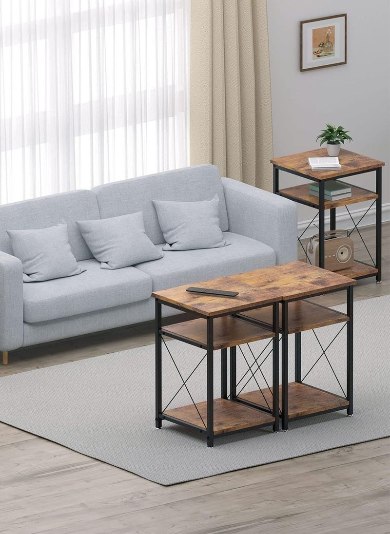 Sharpdo 2-Piece Side Table Furniture Set, Multifunctional Coffee Table Combination 40*40*56CM - Image 3