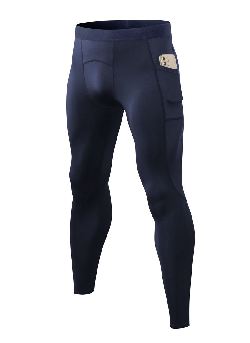 Loquat Men Quick Dry Breathable Elastic Running Trousers Dark Blue  - Image 1