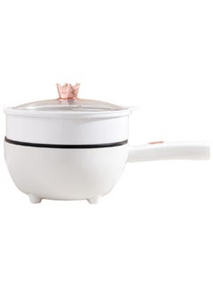 Generic Electric Hot Pot with Steamer & Temperature Control - Non-Stick Cooker Shabu Shabu Skillet Frying Pan Electric Saucepan for Noodles Egg Steak Saute Steam and Soup (3L White)  - Image 1