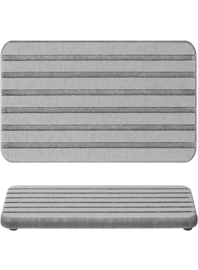 Photect 2Pcs Water Absorbent Diatomite Coasters 8.6x4'' Diatomaceous Earth Drying Ma, Grooved Design Water Absorbing Stone for Home Bathroom Decoration Home Warming Gift (Gray) - Image 1