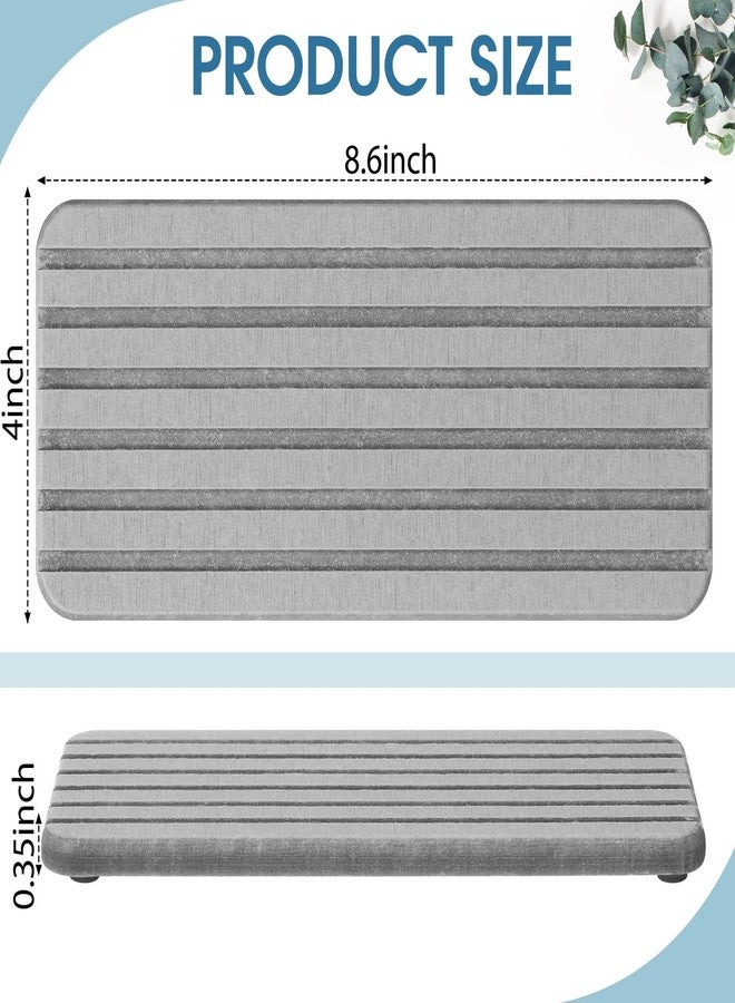 Photect 2Pcs Water Absorbent Diatomite Coasters 8.6x4'' Diatomaceous Earth Drying Ma, Grooved Design Water Absorbing Stone for Home Bathroom Decoration Home Warming Gift (Gray) - Image 2