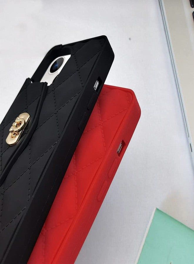 أوميو جراب Omio لهاتف iPhone 13، جراب يد مع حامل بطاقات قابل للطي، حزام معصم، غطاء سيليكون ناعم، جراب محفظة أنيق وفاخر للنساء، سلسلة طويلة من اللؤلؤ، أسود - Image 4