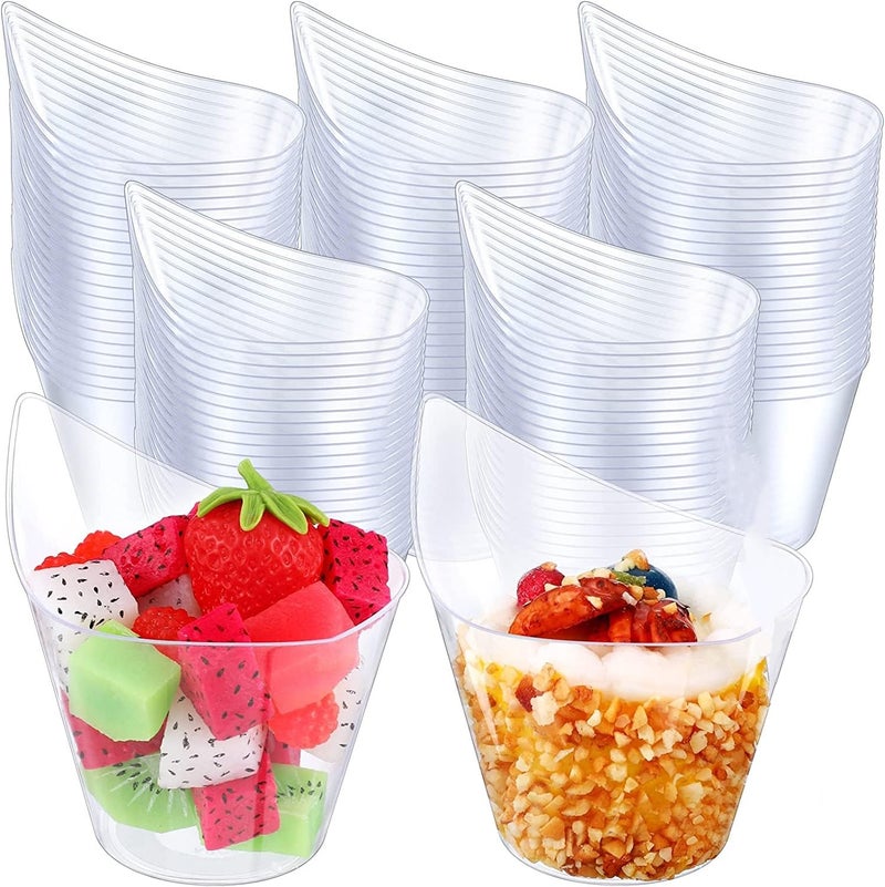 LATERN 50Pcs Plastic Dessert Cups 200ml Curve Round Dessert Cups Clear Parfait Appetizer Cup Reusable Serving Bowl for Dessert Pudding Mousse Party 114 x 63cm