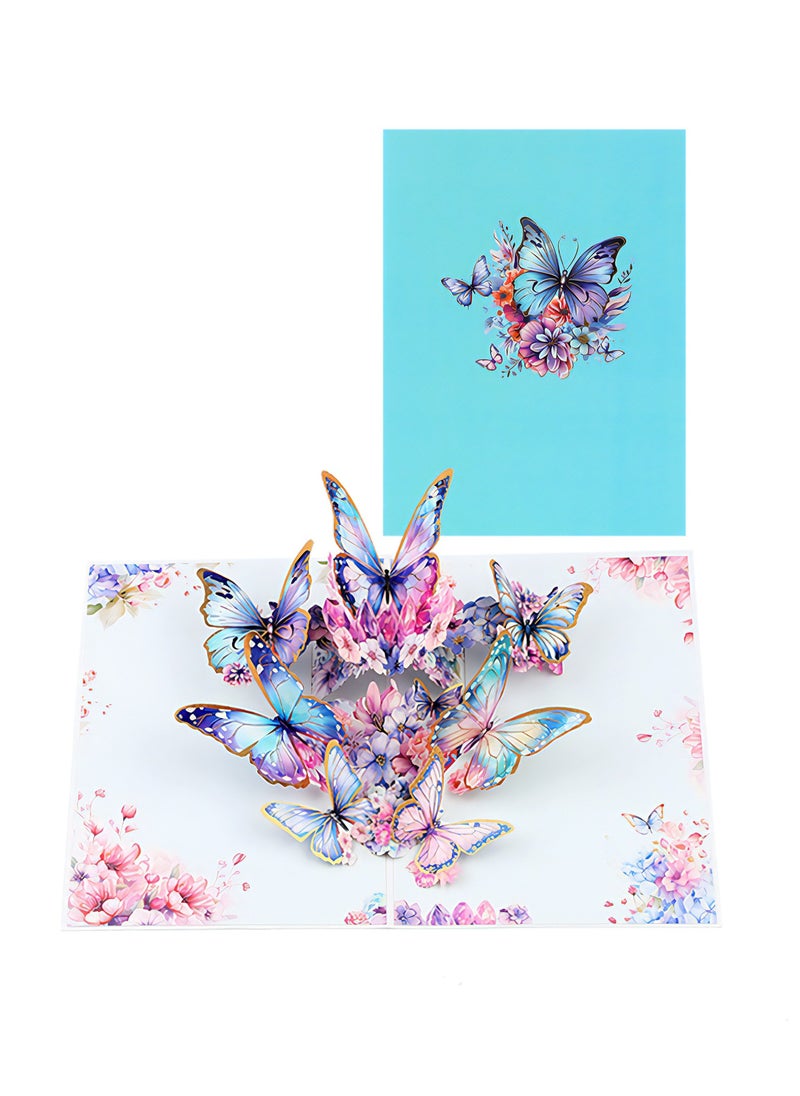 LKTOCAFT - Fancy Elegant Butterfly Design 5D Pop-Up Card, Greeting Card for Back Gift, Birthday, Mother's Day Gift, Wedding, Eid, Sturdy and Solid Cardstock Gift Card with Envelope and Thank You Card - Image 1