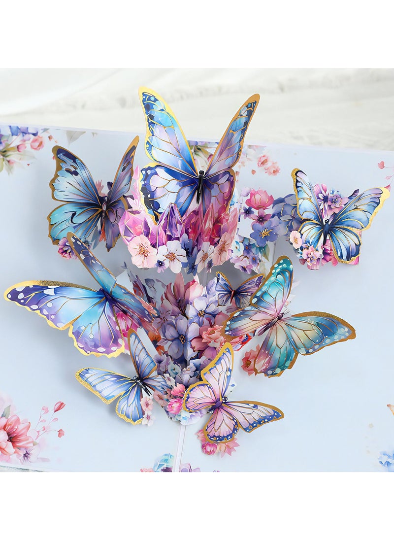 LKTOCAFT - Fancy Elegant Butterfly Design 5D Pop-Up Card, Greeting Card for Back Gift, Birthday, Mother's Day Gift, Wedding, Eid, Sturdy and Solid Cardstock Gift Card with Envelope and Thank You Card - Image 1