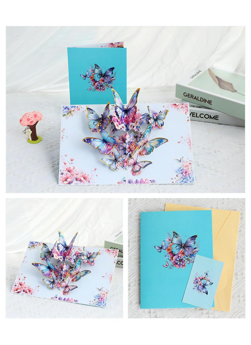 LKTOCAFT - Fancy Elegant Butterfly Design 5D Pop-Up Card, Greeting Card for Back Gift, Birthday, Mother's Day Gift, Wedding, Eid, Sturdy and Solid Cardstock Gift Card with Envelope and Thank You Card - Image 1