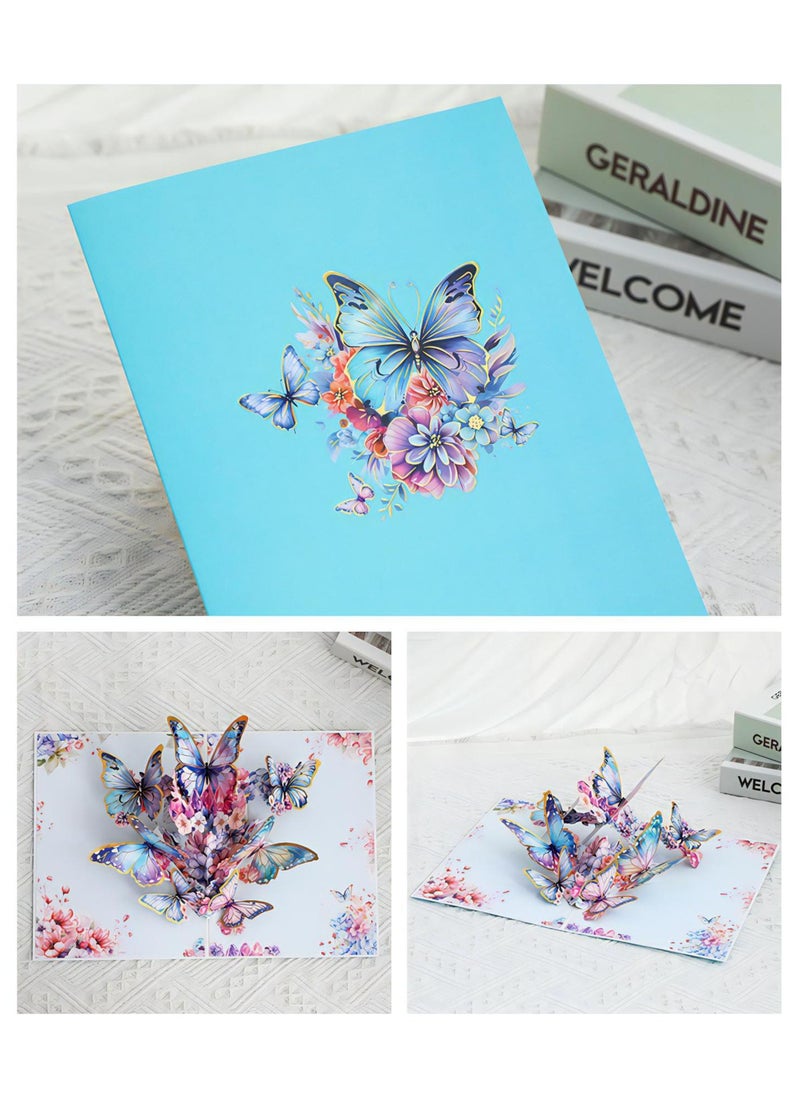 LKTOCAFT - Fancy Elegant Butterfly Design 5D Pop-Up Card, Greeting Card for Back Gift, Birthday, Mother's Day Gift, Wedding, Eid, Sturdy and Solid Cardstock Gift Card with Envelope and Thank You Card - Image 1