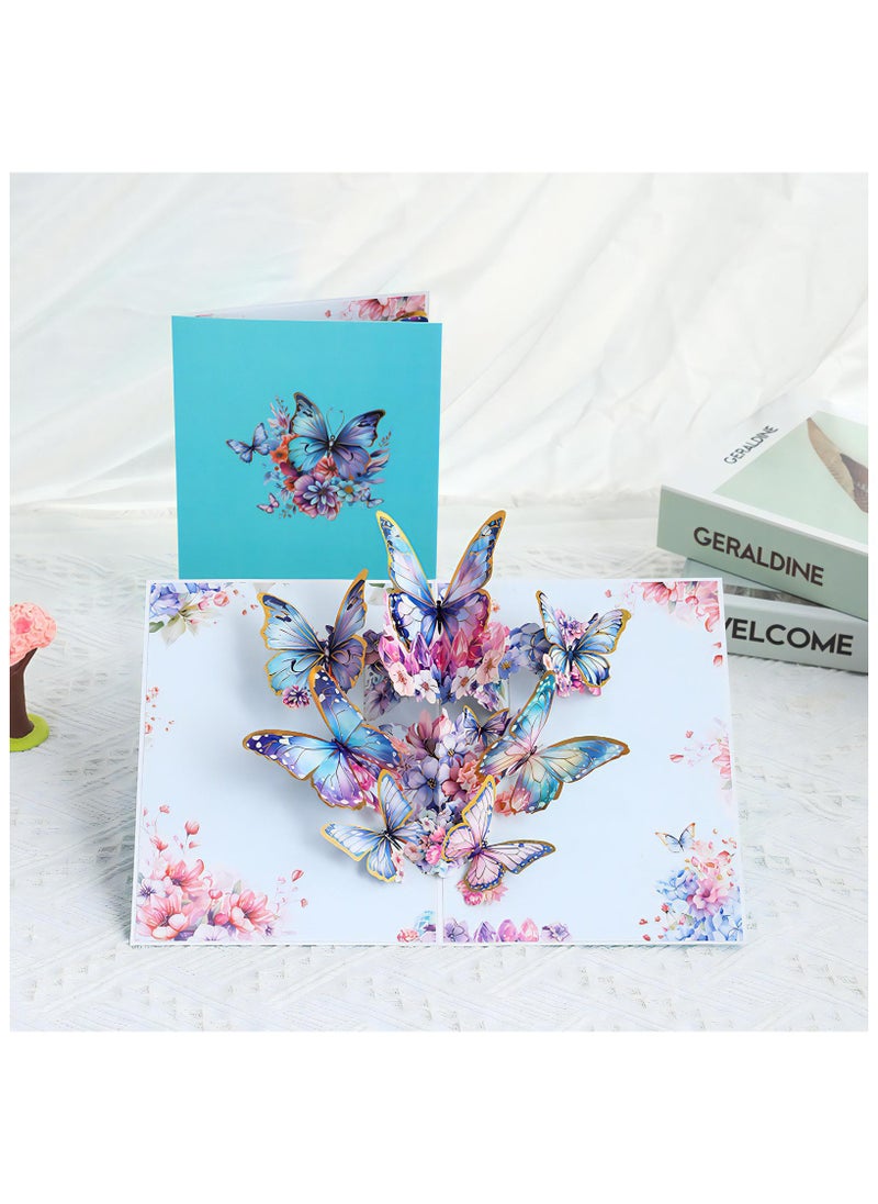 LKTOCAFT - Fancy Elegant Butterfly Design 5D Pop-Up Card, Greeting Card for Back Gift, Birthday, Mother's Day Gift, Wedding, Eid, Sturdy and Solid Cardstock Gift Card with Envelope and Thank You Card - Image 1