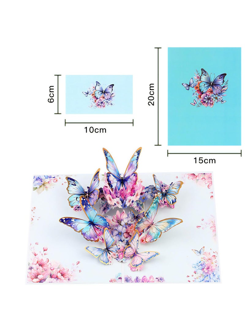 LKTOCAFT - Fancy Elegant Butterfly Design 5D Pop-Up Card, Greeting Card for Back Gift, Birthday, Mother's Day Gift, Wedding, Eid, Sturdy and Solid Cardstock Gift Card with Envelope and Thank You Card - Image 1