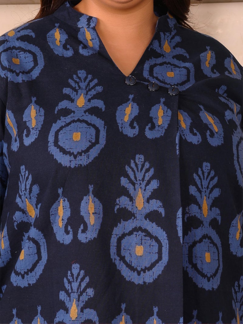 Indietoga Women's Plus Size Indigo Cotton Co-Ord Set (P10001616_Blue Printed_7XL) - Image 5