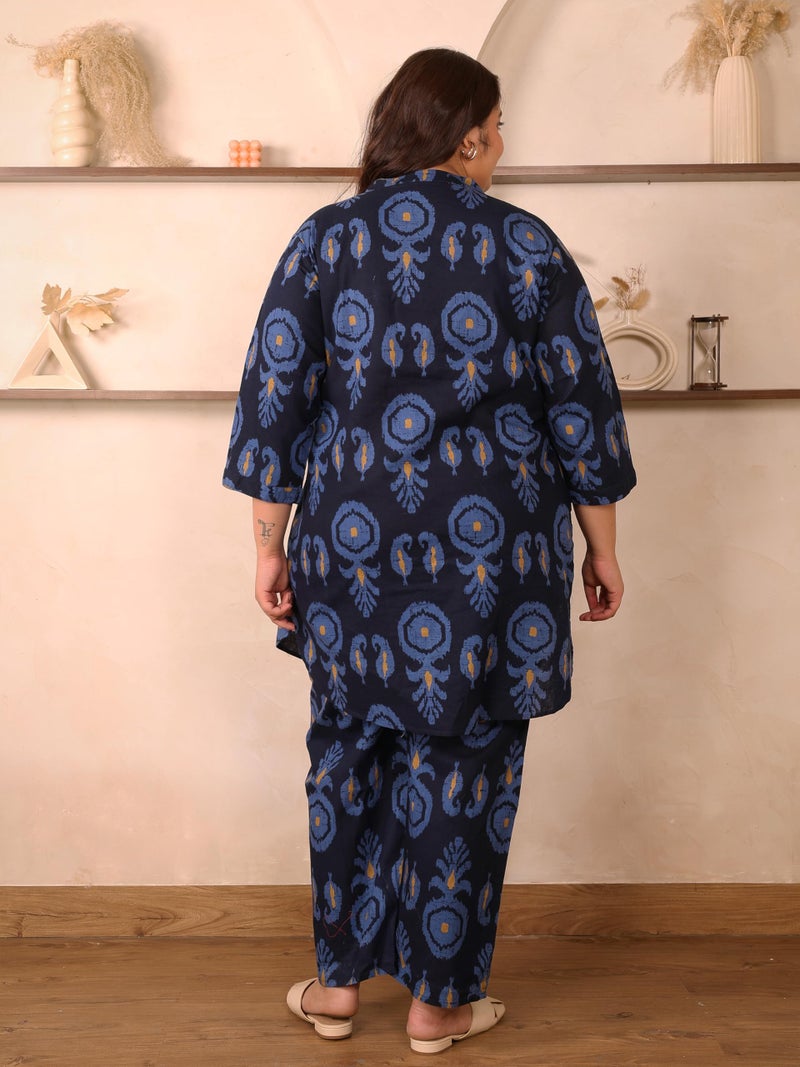 Indietoga Women's Plus Size Indigo Cotton Co-Ord Set (P10001616_Blue Printed_7XL) - Image 2