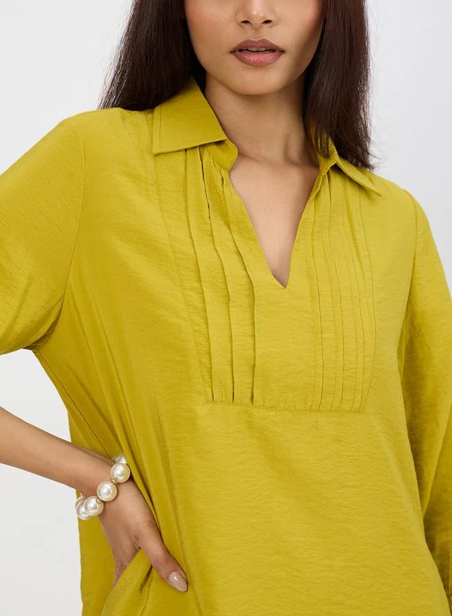Femmella  Women Green Pleat Detail Top with Trousers Co-Ords for Women | Best Price UAE