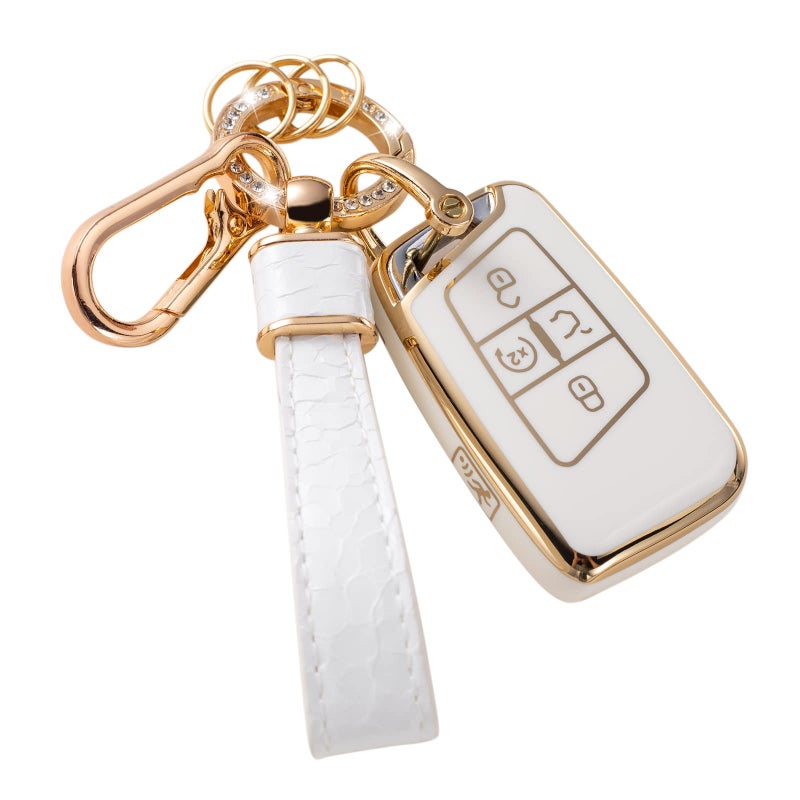 CACARLIKE for VW Volkswagen Key Fob Cover with VW Keychain Car Key Fob Case Compatible with Tiguan Jetta GLI Atlas Cross Sport Arteon Taos SEL Smart Key Protector Holder - Image 3